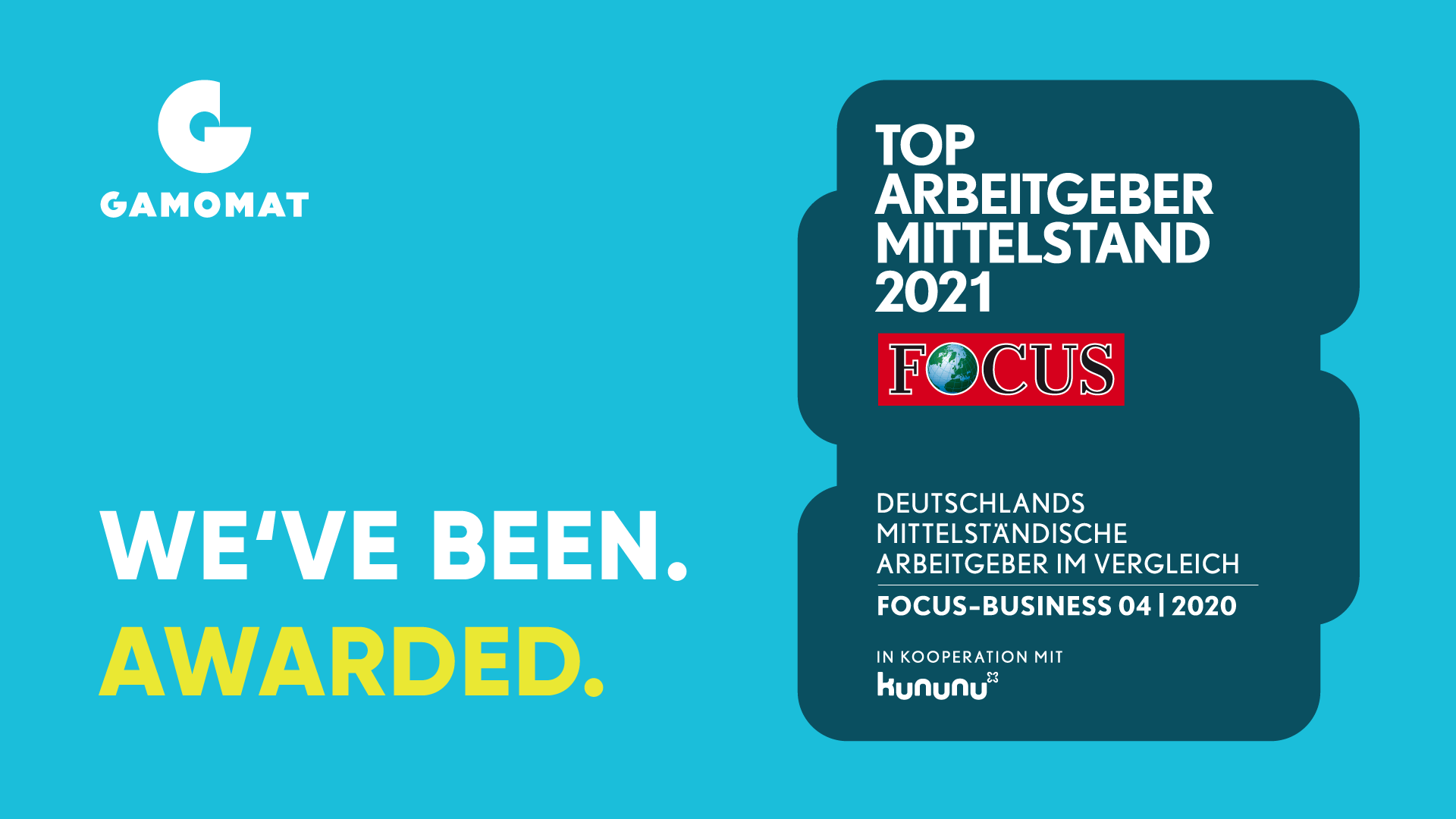 GAMOMAT ist „Top Arbeitgeber des Mittelstands 2021“ GAMOMAT ist âTop Arbeitgeber des Mittelstands 2021â